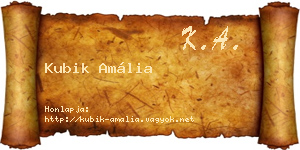 Kubik Amália névjegykártya